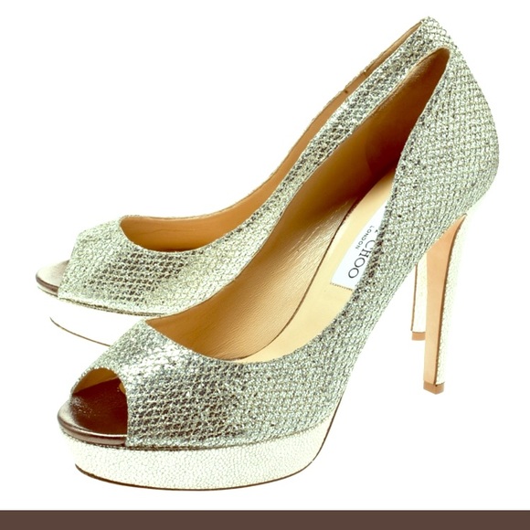 Jimmy Choo Shoes - Like New Jimmy Choo Champagne Glitter Stilettos!